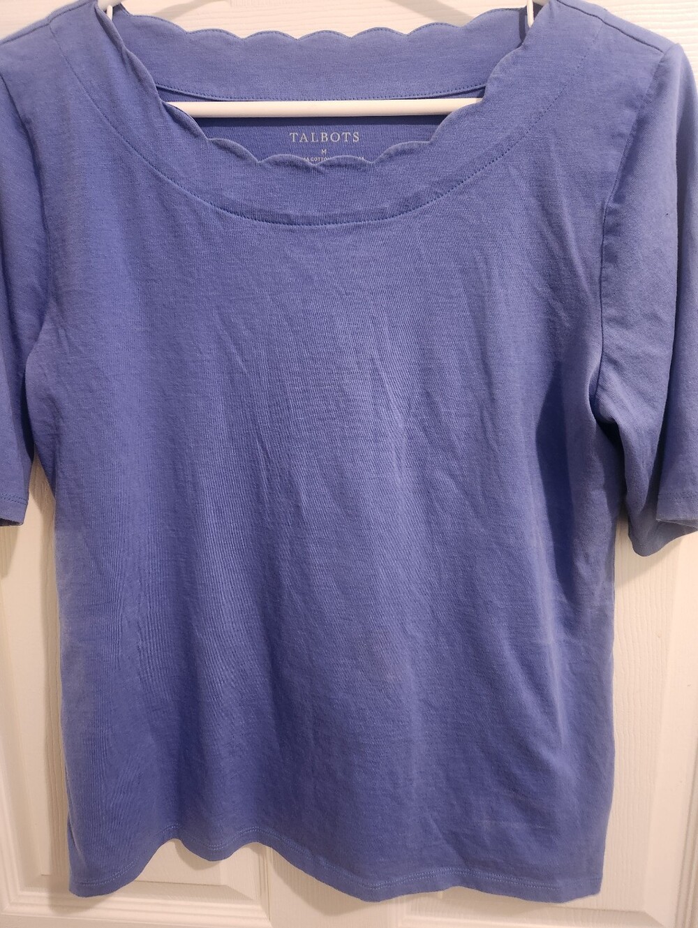 3 Talbots Scalloped Neck Pima Cotton Tops - Picture 6 of 7